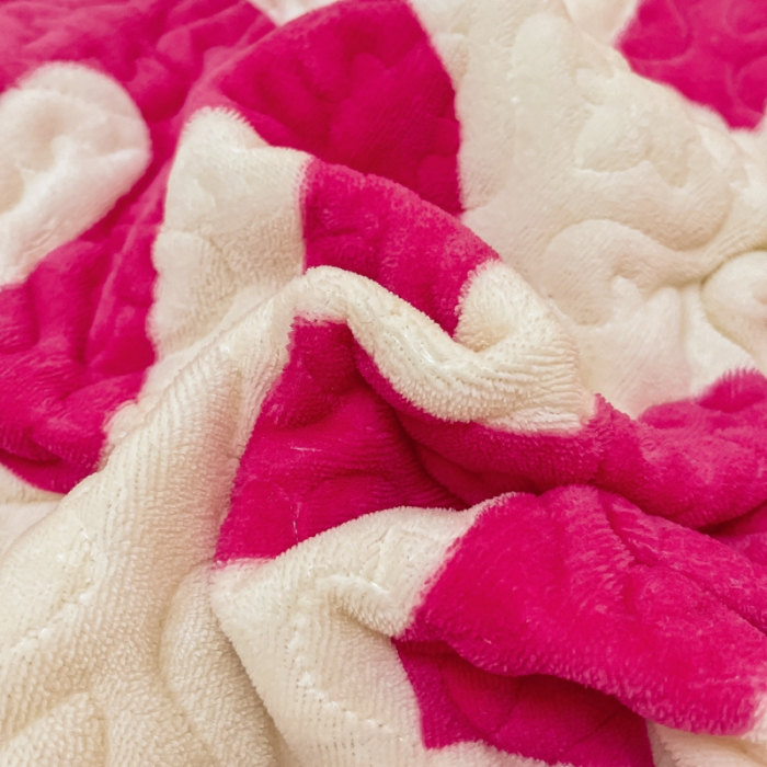 91家纺网 家纺一手货源 找家纺 沐辰家居2023新款牛奶绒印花床盖 MIN-粉