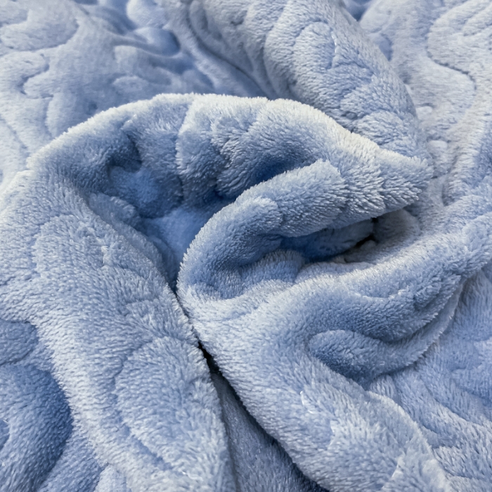 91家纺网 家纺一手货源 找家纺 沐辰家居2023新款牛奶绒印花床盖 天空蓝