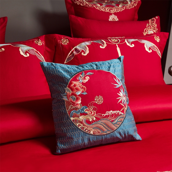 91家纺网 家纺一手货源 找家纺 （总）用心 2023新款全棉高端绣花龙凤婚庆四件套