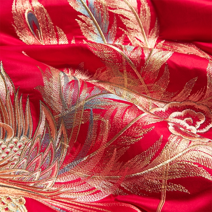 91家纺网 家纺一手货源 找家纺 用心 2023新款全棉高端绣花龙凤婚庆四件套 龙凤百喜（彩）