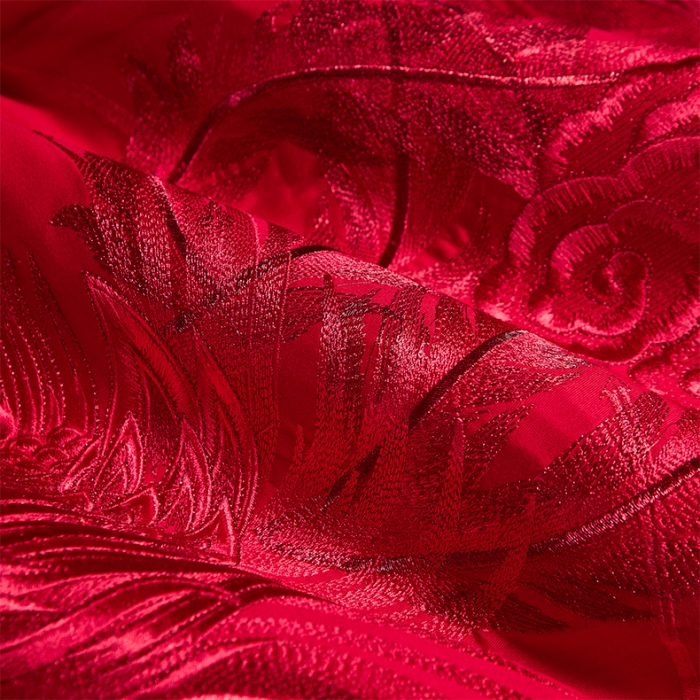 91家纺网 家纺一手货源 找家纺 用心 2023新款全棉高端绣花龙凤婚庆四件套 龙凤百喜（红）