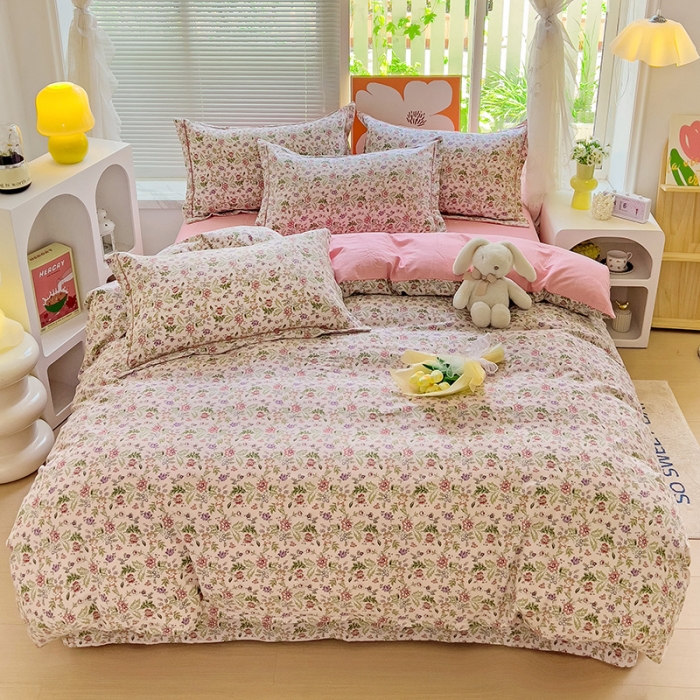 91家纺网 家纺一手货源 找家纺 棉生活 2023新款铂金全棉磨毛系列（AB版）四件套 梵希粉