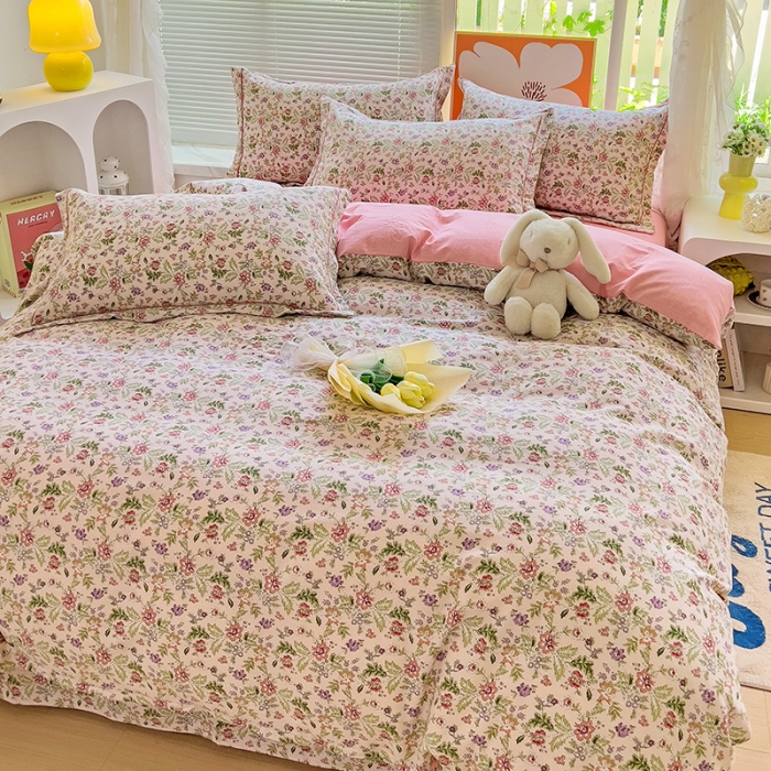 91家纺网 家纺一手货源 找家纺 棉生活 2023新款铂金全棉磨毛系列（AB版）四件套 梵希粉