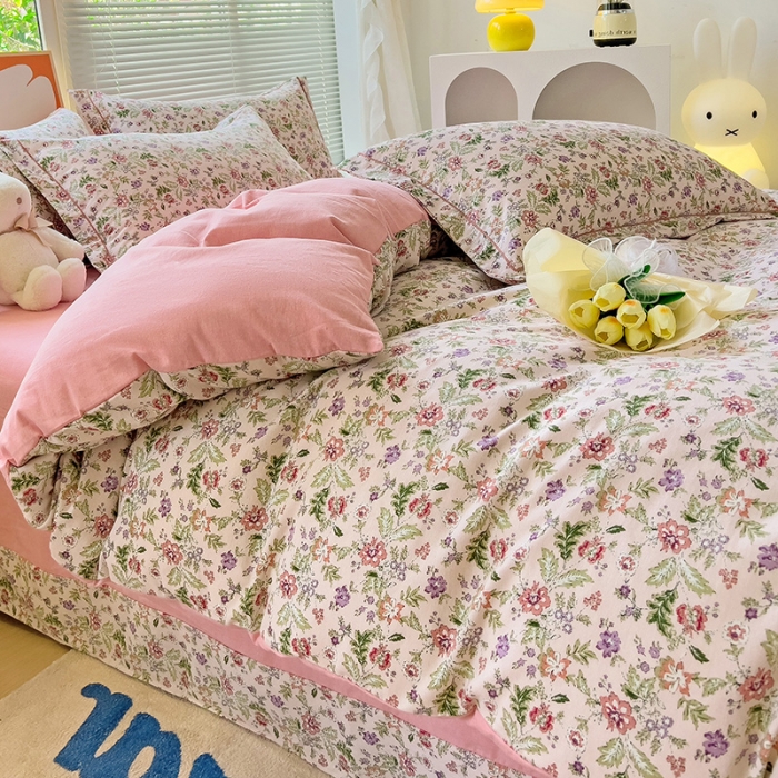 91家纺网 家纺一手货源 找家纺 棉生活 2023新款铂金全棉磨毛系列（AB版）四件套 梵希粉