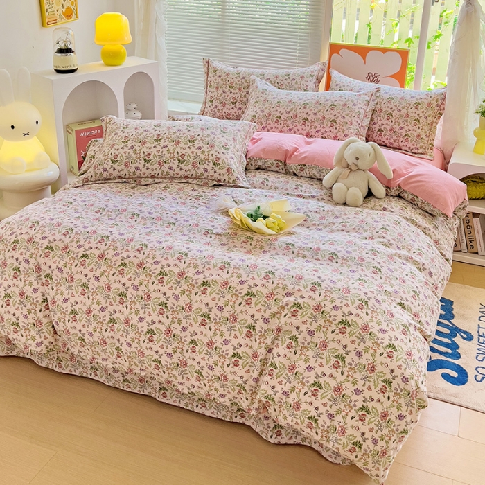 91家纺网 家纺一手货源 找家纺 棉生活 2023新款铂金全棉磨毛系列（AB版）四件套 梵希粉