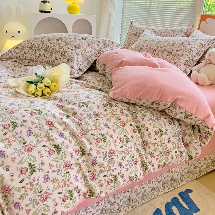 91家纺网 家纺一手货源 找家纺 棉生活 2023新款铂金全棉磨毛系列（AB版）四件套 梵希粉