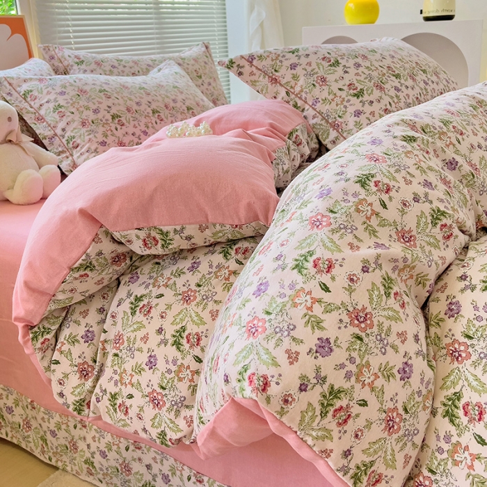 91家纺网 家纺一手货源 找家纺 棉生活 2023新款铂金全棉磨毛系列（AB版）四件套 梵希粉