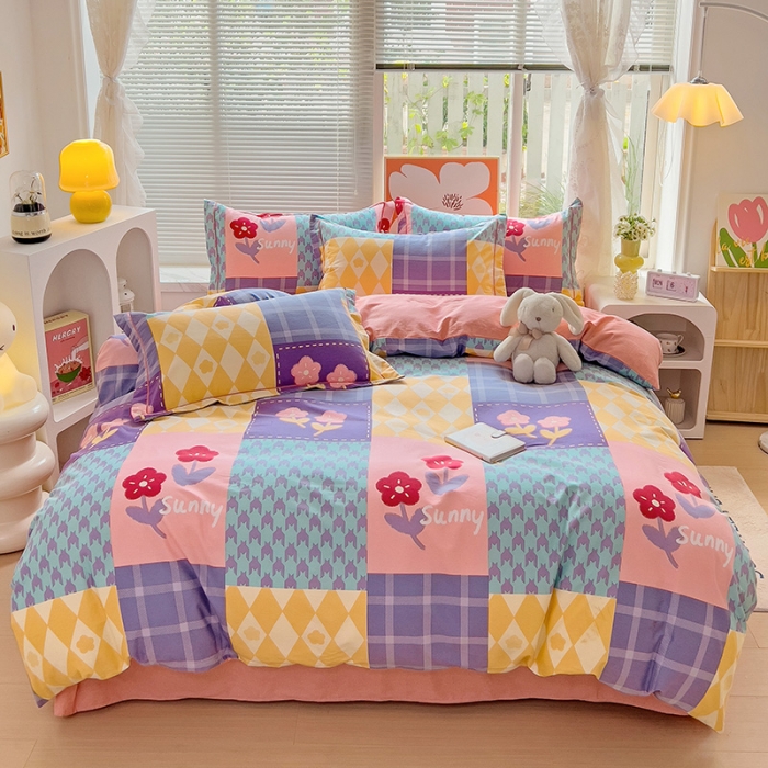 91家纺网 家纺一手货源 找家纺 棉生活 2023新款铂金全棉磨毛系列（AB版）四件套 花之恋