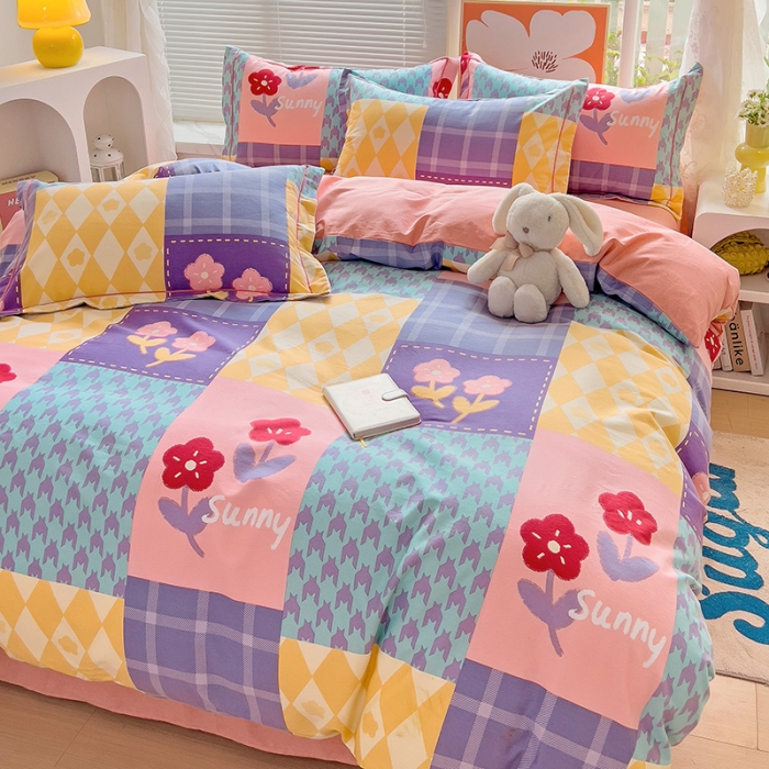 91家纺网 家纺一手货源 找家纺 棉生活 2023新款铂金全棉磨毛系列（AB版）四件套 花之恋