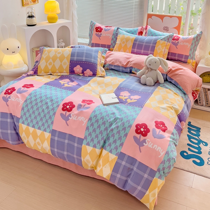 91家纺网 家纺一手货源 找家纺 棉生活 2023新款铂金全棉磨毛系列（AB版）四件套 花之恋