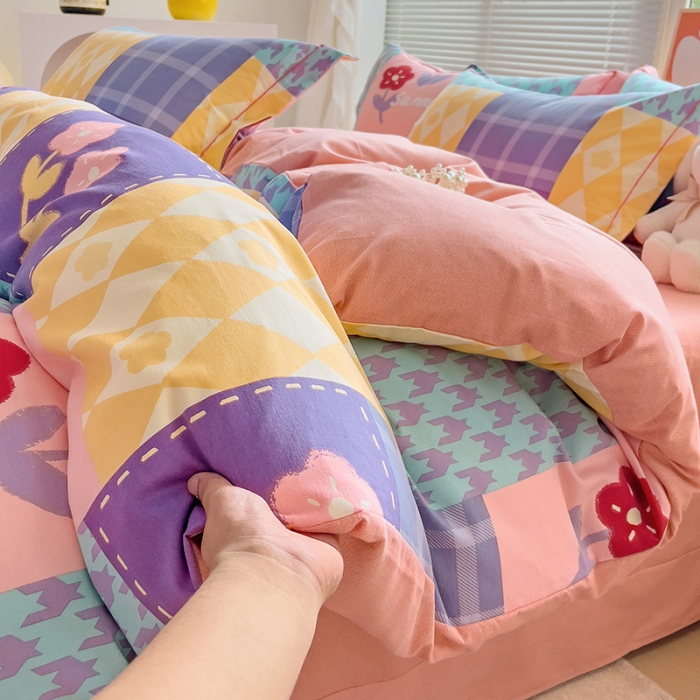 91家纺网 家纺一手货源 找家纺 棉生活 2023新款铂金全棉磨毛系列（AB版）四件套 花之恋