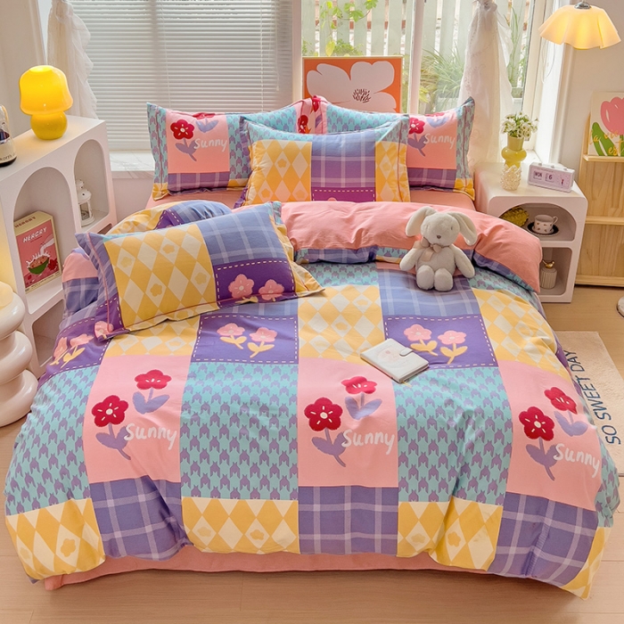 91家纺网 家纺一手货源 找家纺 棉生活 2023新款铂金全棉磨毛系列（AB版）四件套 花之恋