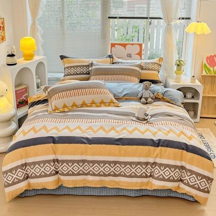 棉生活 2023新款铂金全棉磨毛系列（AB版）四件套 卡洛斯