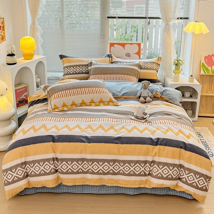 91家纺网 家纺一手货源 找家纺 棉生活 2023新款铂金全棉磨毛系列（AB版）四件套 卡洛斯