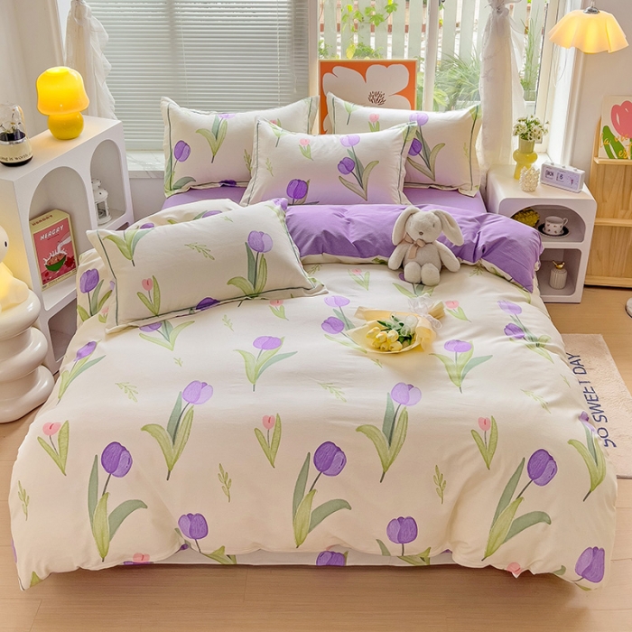 91家纺网 家纺一手货源 找家纺 棉生活 2023新款铂金全棉磨毛系列（AB版）四件套 如花岁月