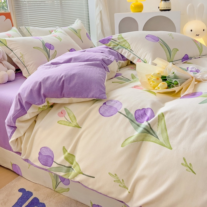 91家纺网 家纺一手货源 找家纺 棉生活 2023新款铂金全棉磨毛系列（AB版）四件套 如花岁月