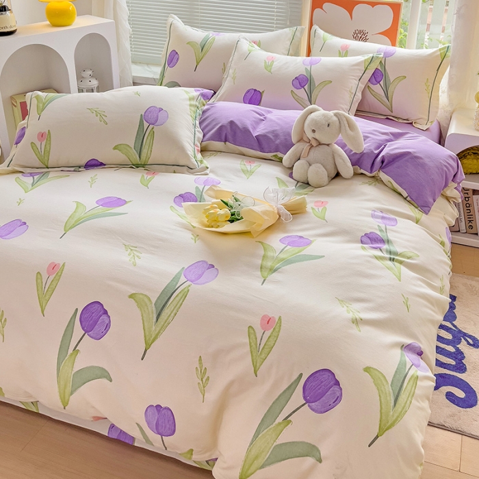 91家纺网 家纺一手货源 找家纺 棉生活 2023新款铂金全棉磨毛系列（AB版）四件套 如花岁月