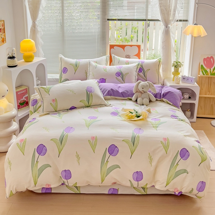 91家纺网 家纺一手货源 找家纺 棉生活 2023新款铂金全棉磨毛系列（AB版）四件套 如花岁月