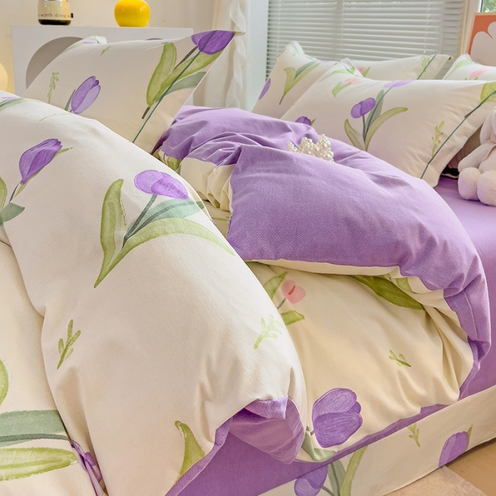 91家纺网 家纺一手货源 找家纺 棉生活 2023新款铂金全棉磨毛系列（AB版）四件套 如花岁月