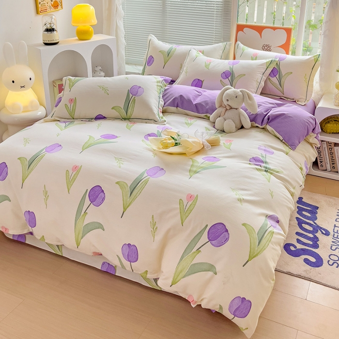 91家纺网 家纺一手货源 找家纺 棉生活 2023新款铂金全棉磨毛系列（AB版）四件套 如花岁月