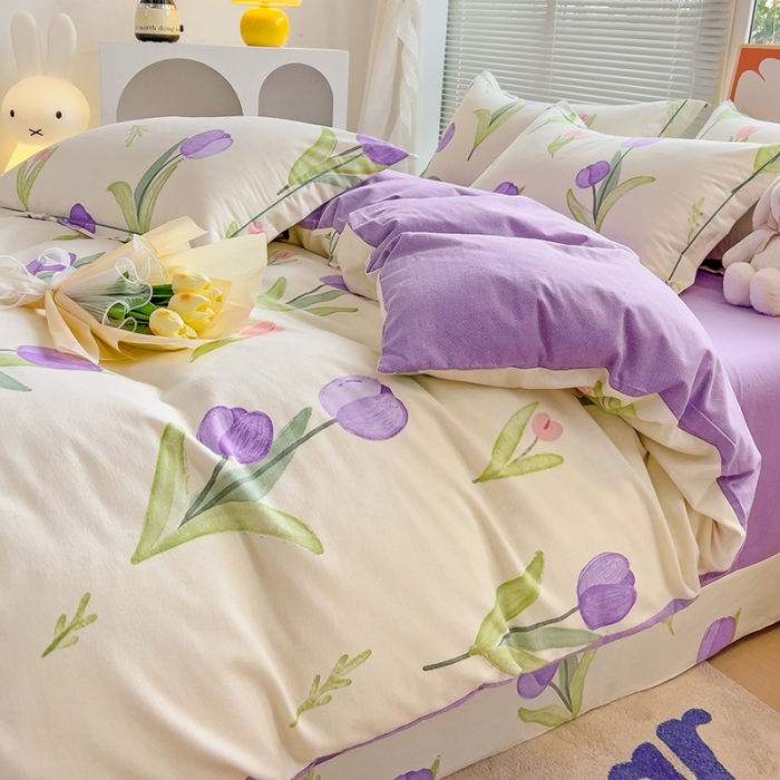 91家纺网 家纺一手货源 找家纺 棉生活 2023新款铂金全棉磨毛系列（AB版）四件套 如花岁月