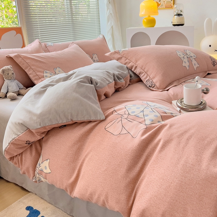 91家纺网 家纺一手货源 找家纺 棉生活 2023新款铂金全棉磨毛系列（AB版）四件套 甜美波点