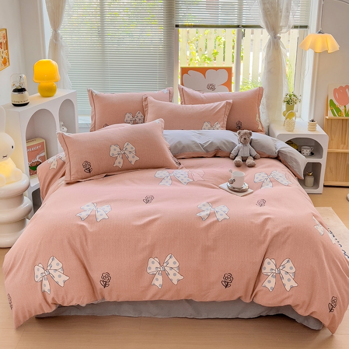 91家纺网 家纺一手货源 找家纺 棉生活 2023新款铂金全棉磨毛系列（AB版）四件套 甜美波点