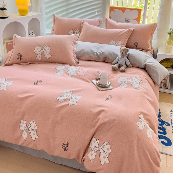 91家纺网 家纺一手货源 找家纺 棉生活 2023新款铂金全棉磨毛系列（AB版）四件套 甜美波点