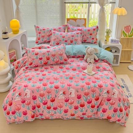 棉生活 2023新款铂金全棉磨毛系列（AB版）四件套 维拉的花季