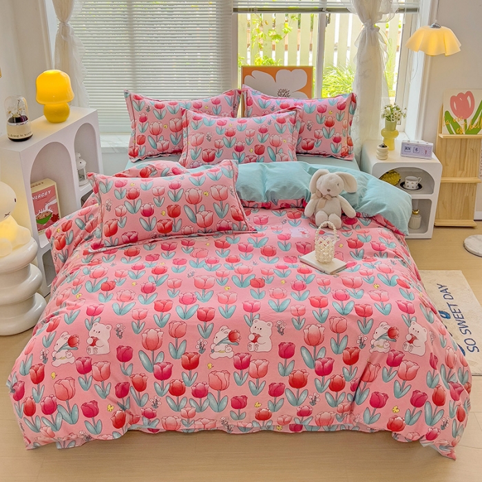 91家纺网 家纺一手货源 找家纺 棉生活 2023新款铂金全棉磨毛系列（AB版）四件套 维拉的花季