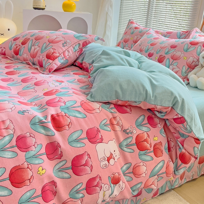 91家纺网 家纺一手货源 找家纺 棉生活 2023新款铂金全棉磨毛系列（AB版）四件套 维拉的花季