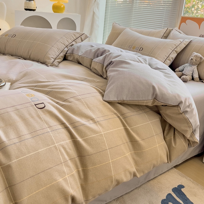 91家纺网 家纺一手货源 找家纺 棉生活 2023新款铂金全棉磨毛系列（AB版）四件套 沂晨灰