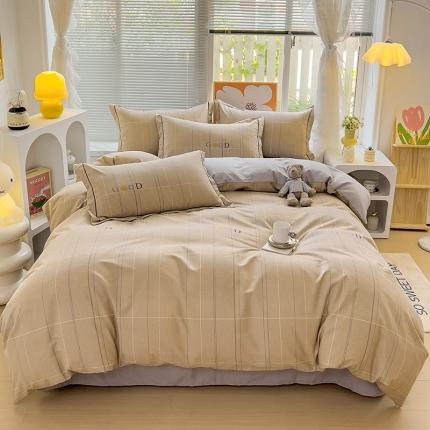 棉生活 2023新款铂金全棉磨毛系列（AB版）四件套 沂晨灰