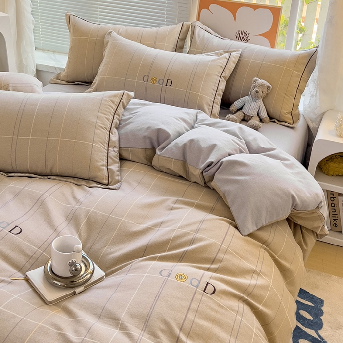 91家纺网 家纺一手货源 找家纺 棉生活 2023新款铂金全棉磨毛系列（AB版）四件套 沂晨灰