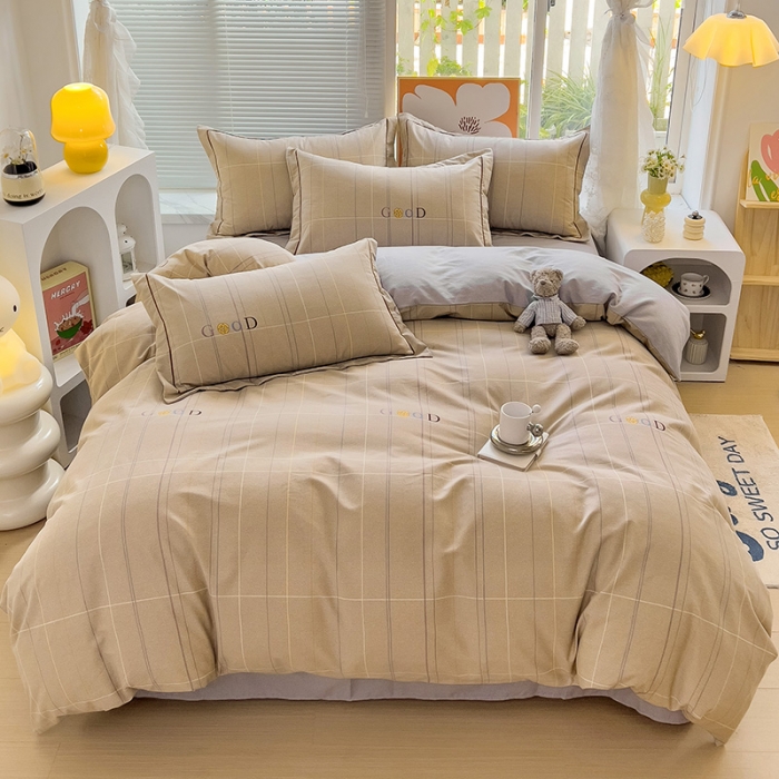 91家纺网 家纺一手货源 找家纺 棉生活 2023新款铂金全棉磨毛系列（AB版）四件套 沂晨灰