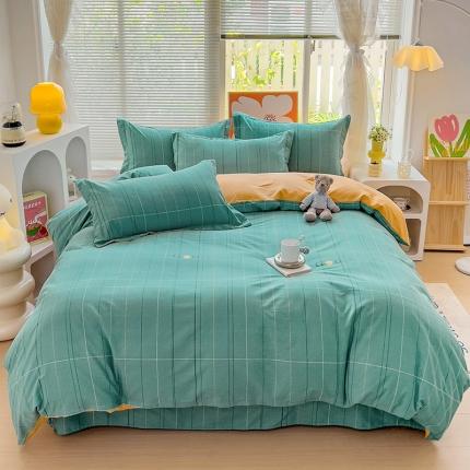 棉生活 2023新款铂金全棉磨毛系列（AB版）四件套 沂晨绿