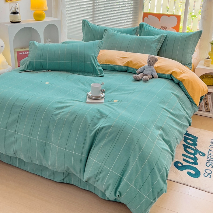 91家纺网 家纺一手货源 找家纺 棉生活 2023新款铂金全棉磨毛系列（AB版）四件套 沂晨绿