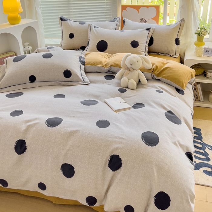 91家纺网 家纺一手货源 找家纺 棉生活 2023新款铂金全棉磨毛系列（AB版）四件套 圆点米