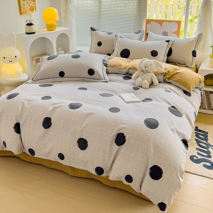 91家纺网 家纺一手货源 找家纺 棉生活 2023新款铂金全棉磨毛系列（AB版）四件套 圆点米