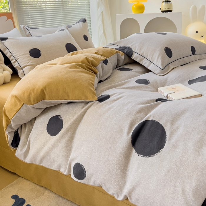 91家纺网 家纺一手货源 找家纺 棉生活 2023新款铂金全棉磨毛系列（AB版）四件套 圆点米