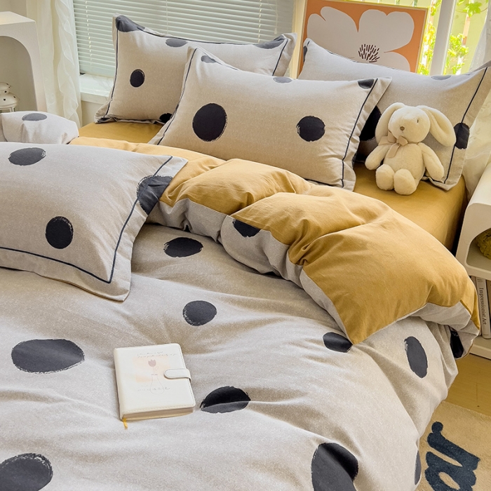 91家纺网 家纺一手货源 找家纺 棉生活 2023新款铂金全棉磨毛系列（AB版）四件套 圆点米