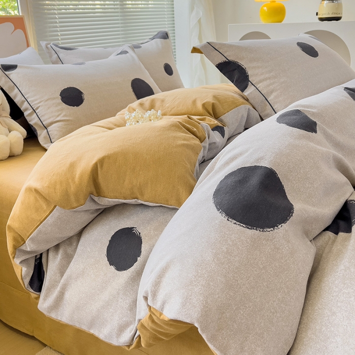 91家纺网 家纺一手货源 找家纺 棉生活 2023新款铂金全棉磨毛系列（AB版）四件套 圆点米