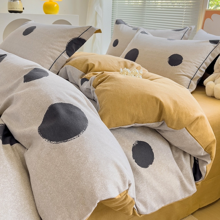 91家纺网 家纺一手货源 找家纺 棉生活 2023新款铂金全棉磨毛系列（AB版）四件套 圆点米