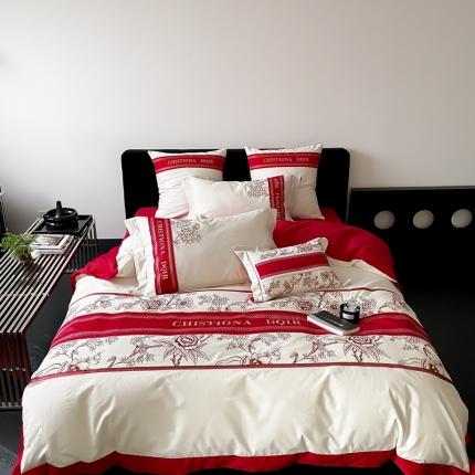 用心 2023新款长绒棉提花高端刺绣家居婚庆四件套 名媛