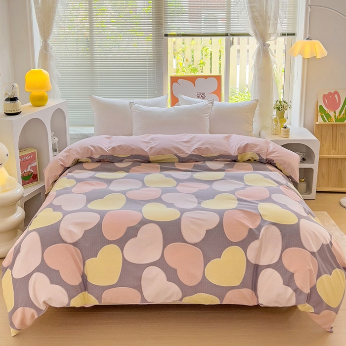 91家纺网 家纺一手货源 找家纺 棉生活 2023新款铂金全棉磨毛系列（AB版）单被套 爱恋 粉