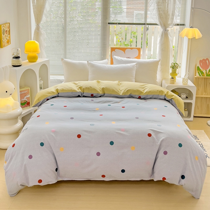 91家纺网 家纺一手货源 找家纺 棉生活 2023新款铂金全棉磨毛系列（AB版）单被套 彩色圈圈