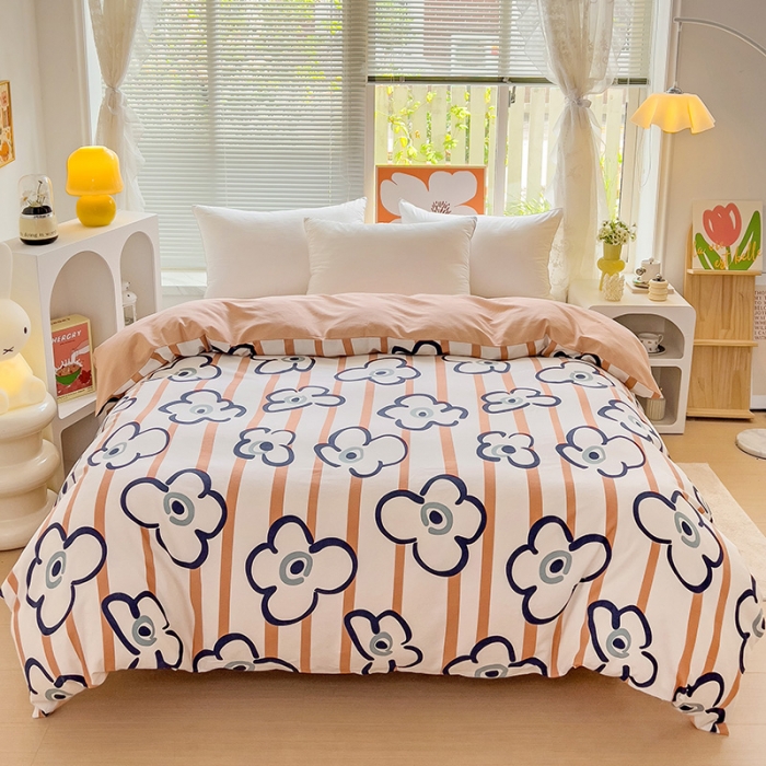 91家纺网 家纺一手货源 找家纺 棉生活 2023新款铂金全棉磨毛系列（AB版）单被套 朵朵花开