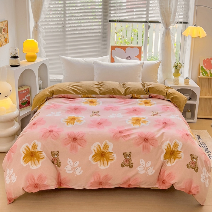 91家纺网 家纺一手货源 找家纺 棉生活 2023新款铂金全棉磨毛系列（AB版）单被套 花依恋