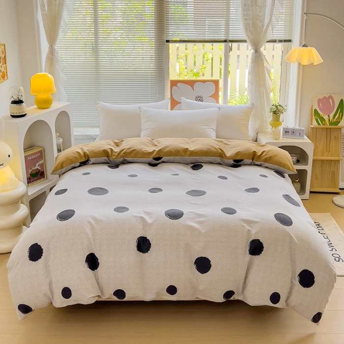 91家纺网 家纺一手货源 找家纺 棉生活 2023新款铂金全棉磨毛系列（AB版）单被套 圆点米
