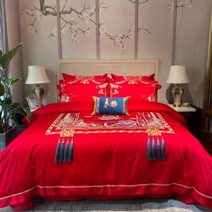 91家纺网 家纺一手货源 找家纺 （总）爱情故事 2025新款100支婚庆四件套实拍